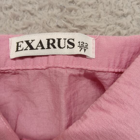 Exarus Top Girls 7Y 3/4 Sleeve Button Front Pink Rayon Blend - Picture 4 of 6